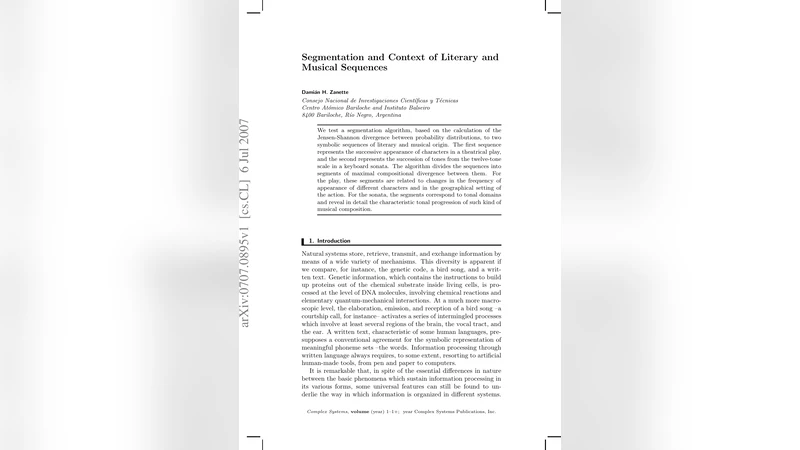 Segmentation and Context of Literary and Musical Sequences