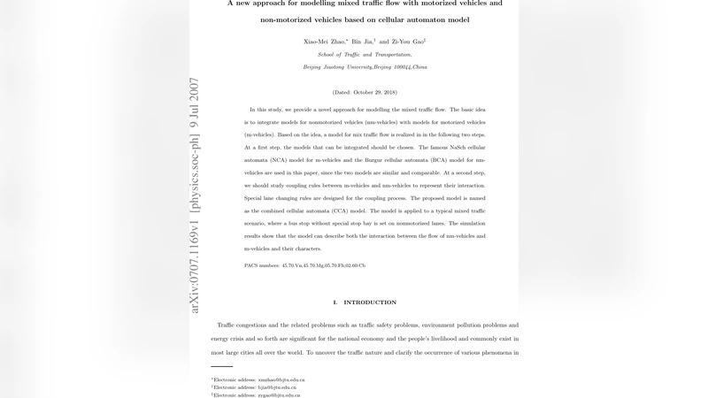 A new approach for modelling mixed traffic flow with motorized vehicles   and non-motorized vehicles based on cellular automaton model
