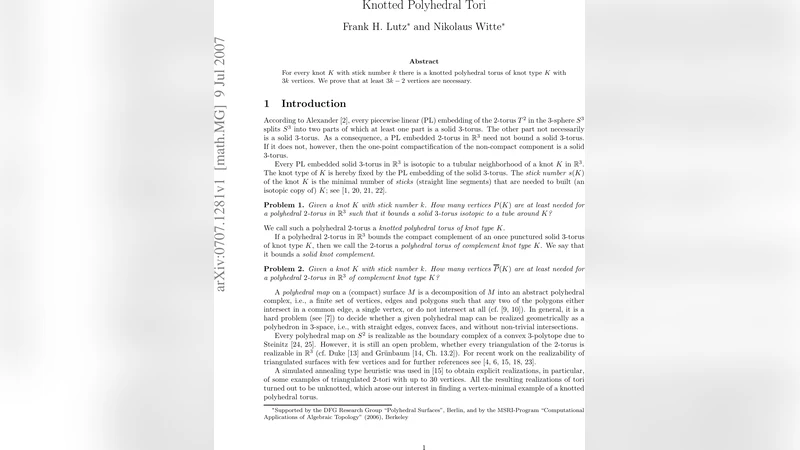 Knotted Polyhedral Tori