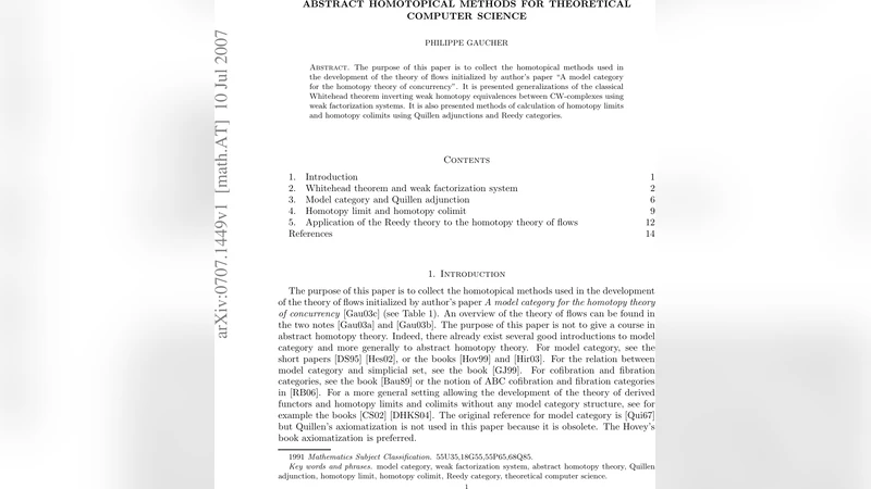 Abstract homotopical methods for theoretical computer science