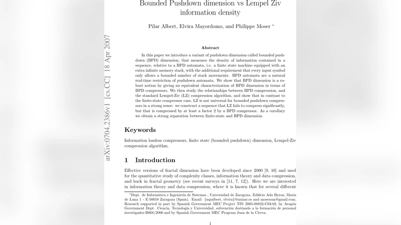 Bounded Pushdown dimension vs Lempel Ziv information density