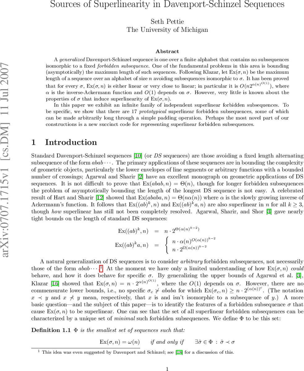 Sources of Superlinearity in Davenport-Schinzel Sequences