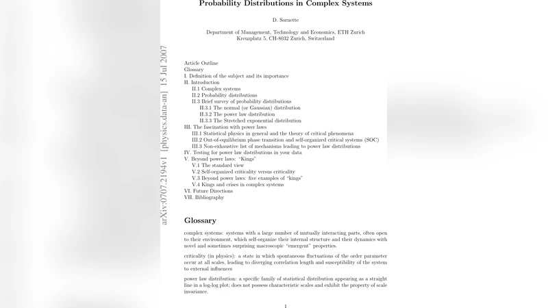 Probability Distributions in Complex Systems