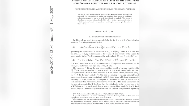 Interaction of modulated pulses in the nonlinear Schroedinger equation   with periodic potential