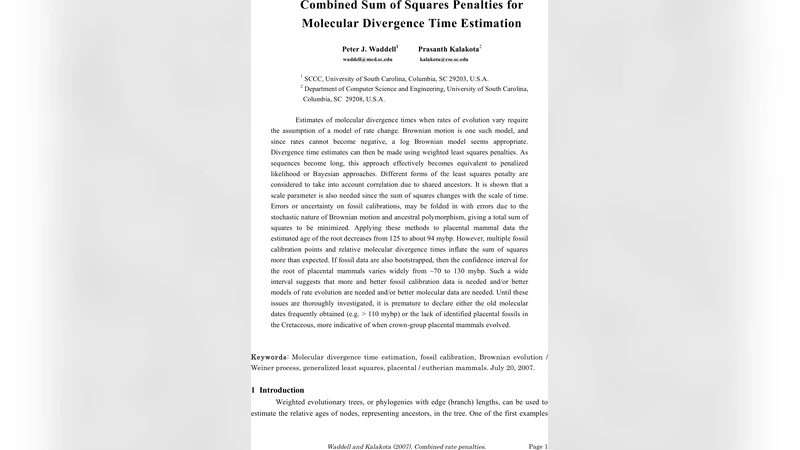 Combined Sum of Squares Penalties for Molecular Divergence Time   Estimation