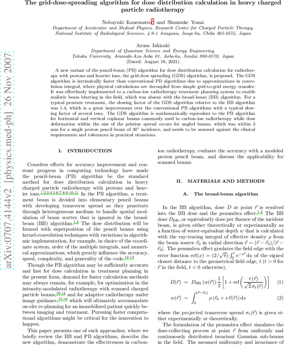 The grid-dose-spreading algorithm for dose distribution calculation in   heavy charged particle radiotherapy
