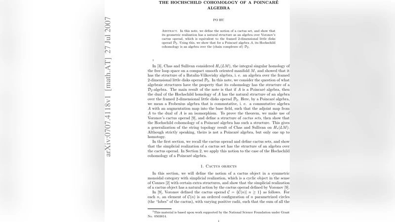 The Hochschild cohomology of a Poincare algebra