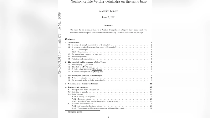 Nonisomorphic Verdier octahedra on the same base