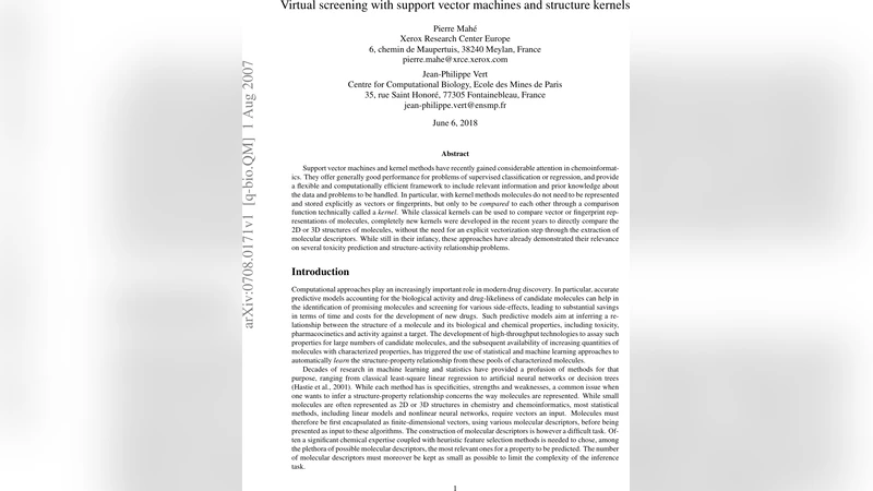 Virtual screening with support vector machines and structure kernels