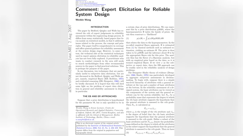 Comment: Expert Elicitation for Reliable System Design