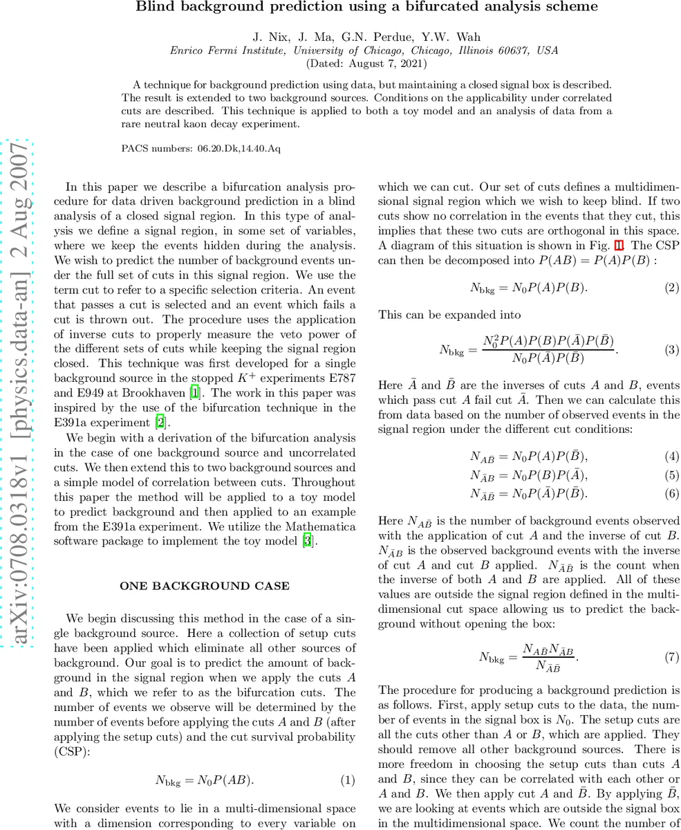 Blind background prediction using a bifurcated analysis scheme