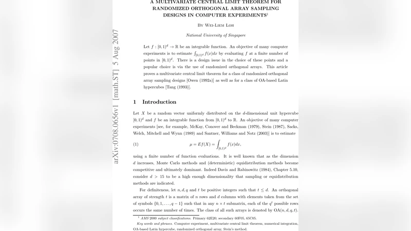 A multivariate central limit theorem for randomized orthogonal array   sampling designs in computer experiments