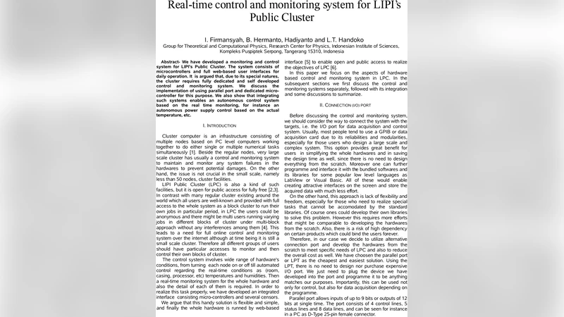 Real-time control and monitoring system for LIPIs Public Cluster