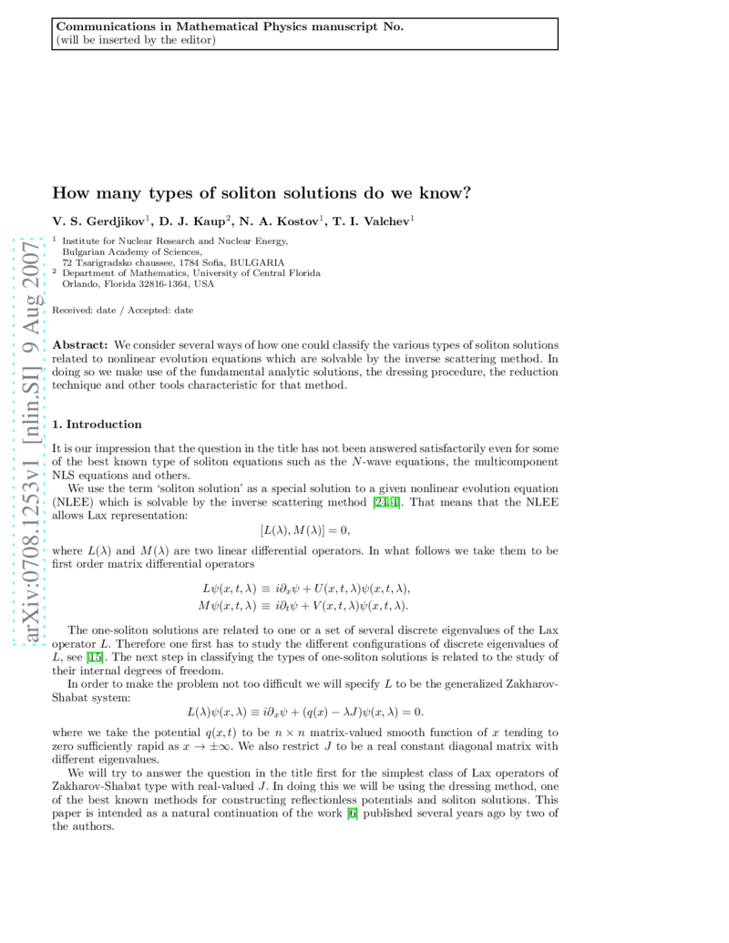 How many types of soliton solutions do we know?