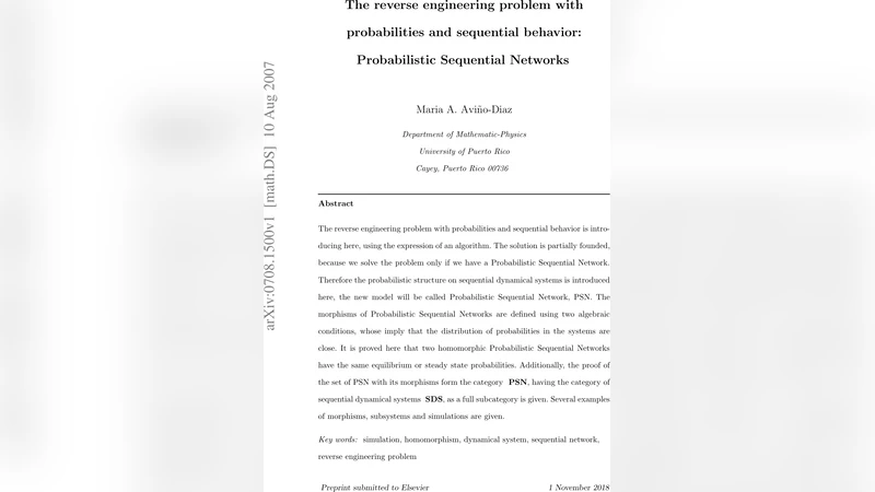 The reverse engineering problem with probabilities and sequential   behavior: Probabilistic Sequential Networks