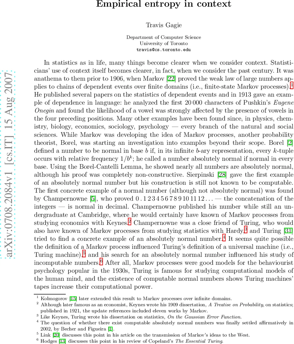 Empirical entropy in context