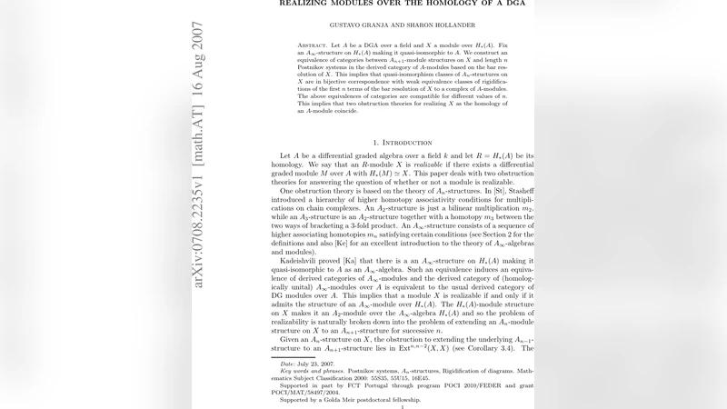 Realizing modules over the homology of a DGA