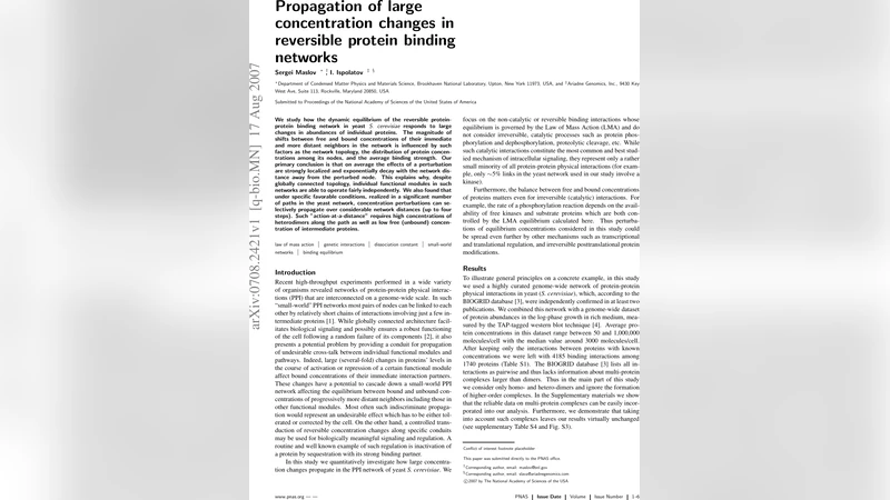 Propagation of large concentration changes in reversible protein binding   networks