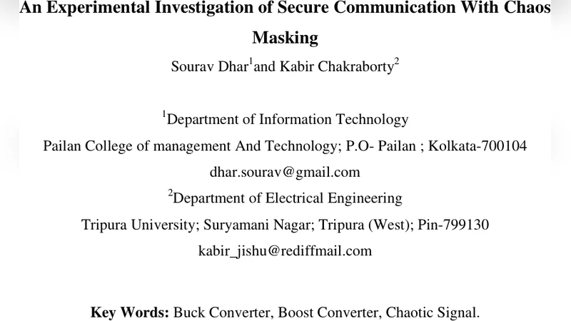 An Experimental Investigation of Secure Communication With Chaos Masking