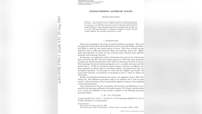 Characterizing algebraic stacks