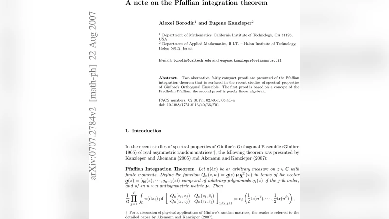 A Note on the Pfaffian Integration Theorem