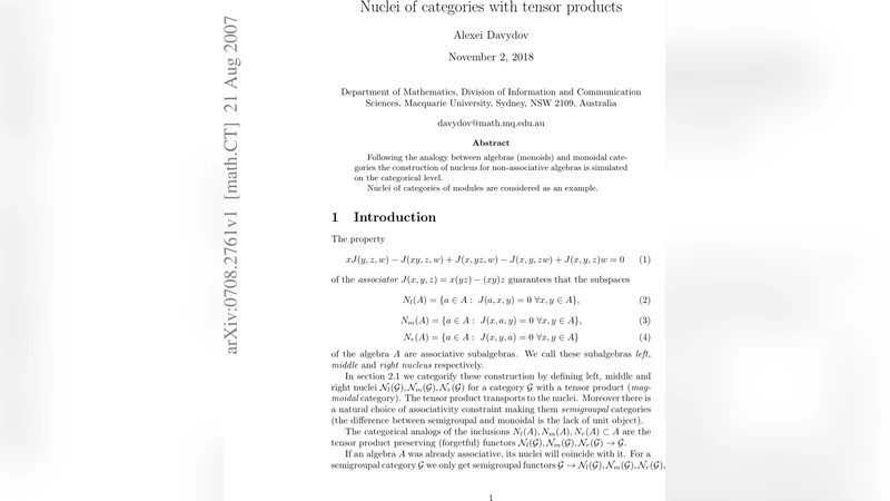 Nuclei of categories with tensor products