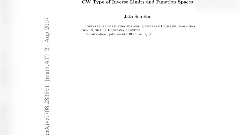 CW type of inverse limits and function spaces
