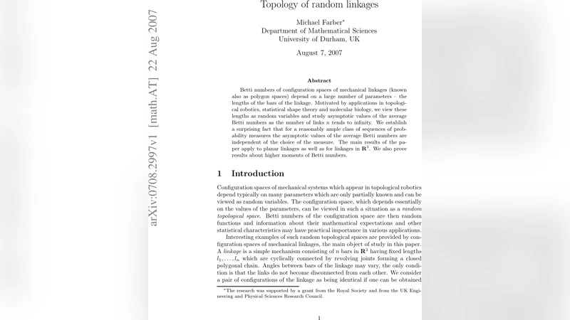 Topology of randon linkages