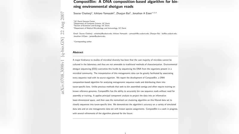CompostBin: A DNA composition-based algorithm for binning environmental   shotgun reads