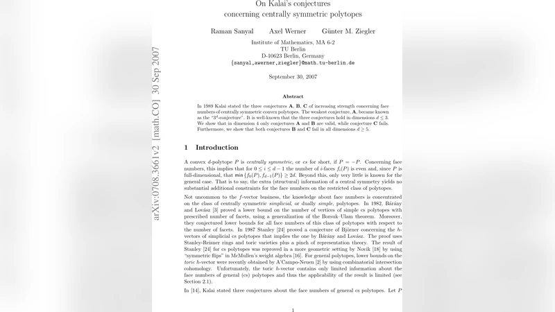 On Kalais conjectures concerning centrally symmetric polytopes