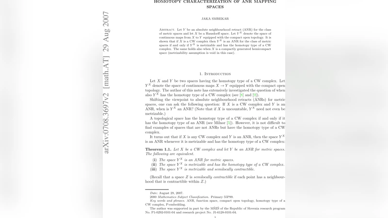 Homotopy characterization of ANR mapping spaces
