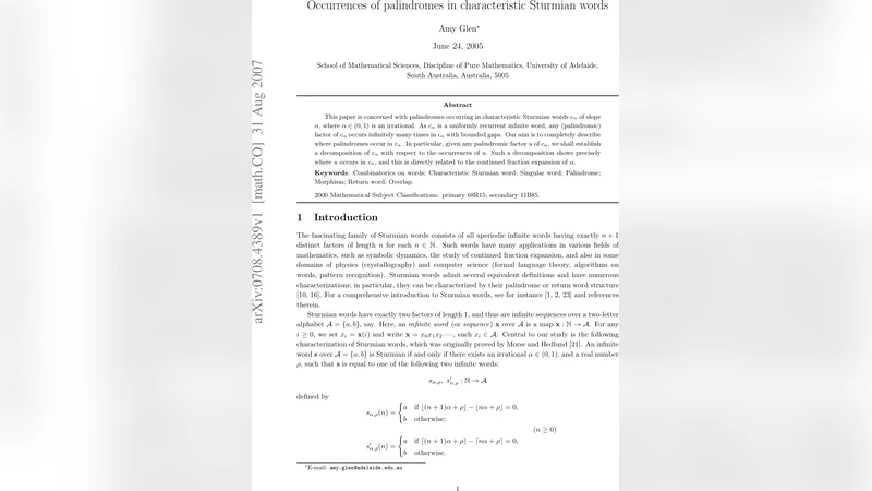 Occurrences of palindromes in characteristic Sturmian words