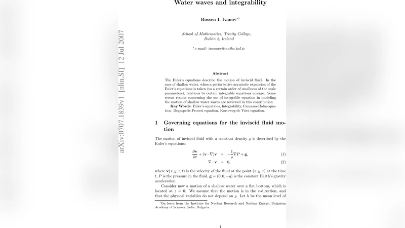 Water Waves and Integrability