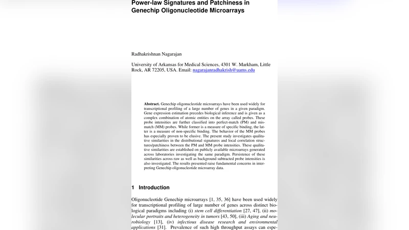 Power-law Signatures and Patchiness in Genechip Oligonucleotide   Microarrays