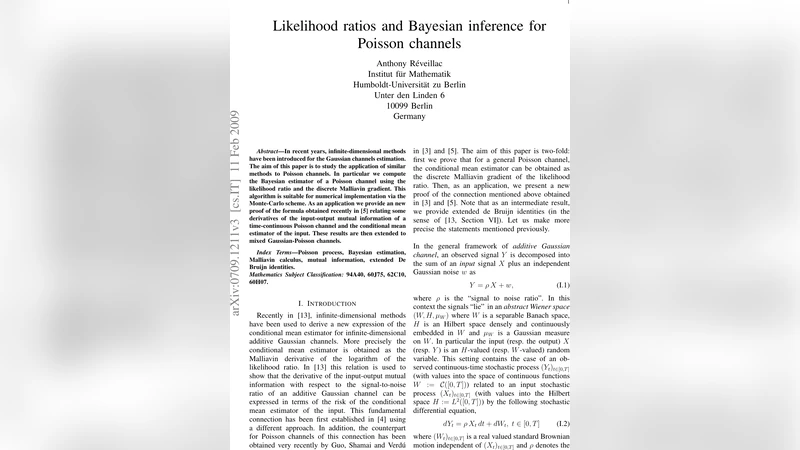 Likelihood ratios and Bayesian inference for Poisson channels