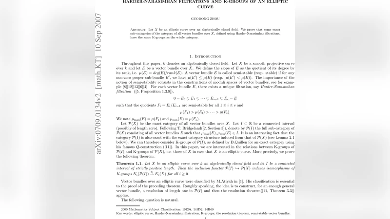 Harder-Narasimhan Filtrations and K-Groups of an Elliptic Curve
