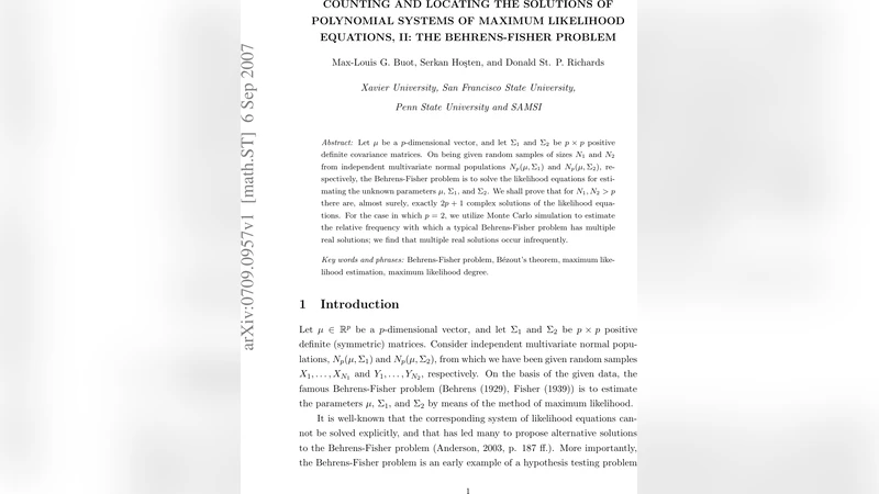 Counting and Locating the Solutions of Polynomial Systems of Maximum   Likelihood Equations, II: The Behrens-Fisher Problem