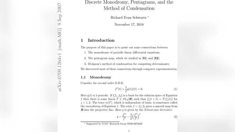 Discrete Monodromy, Pentagrams, and the Method of Condensation