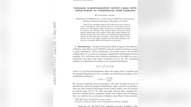 Parallel marginalization Monte Carlo with applications to conditional   path sampling