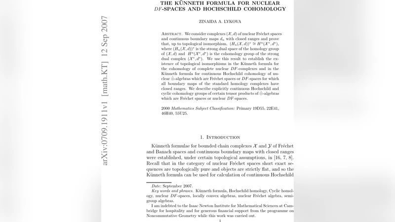The K"unneth formula for nuclear $DF$-spaces and Hochschild cohomology