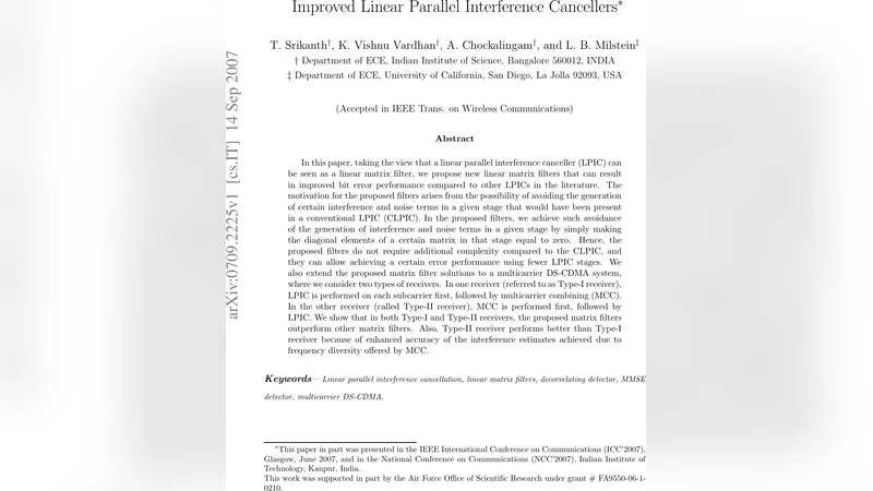 Improved Linear Parallel Interference Cancellers
