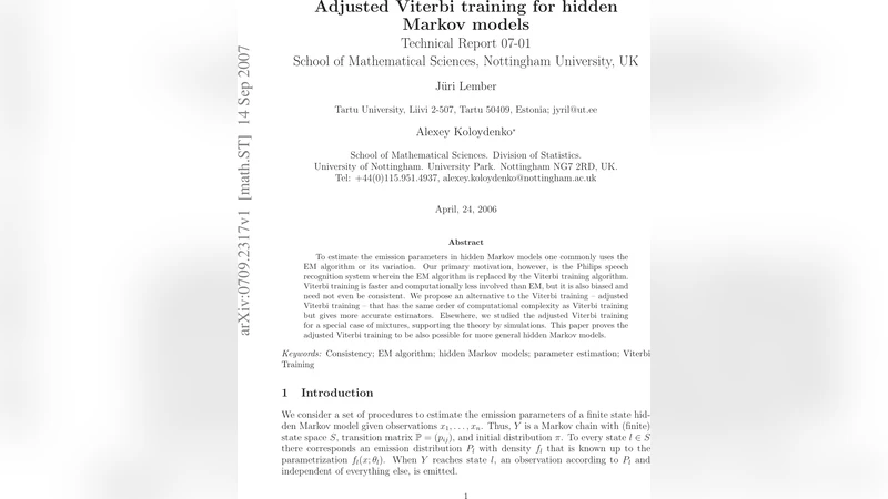 Adjusted Viterbi training for hidden Markov models