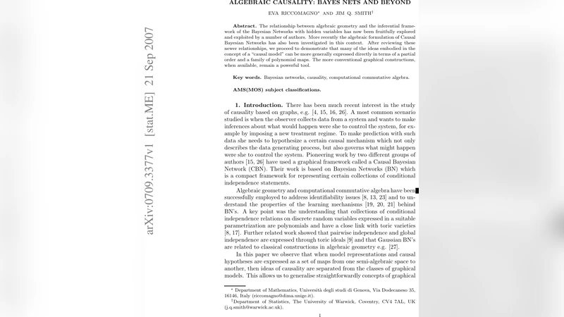 Algebraic causality: Bayes nets and beyond