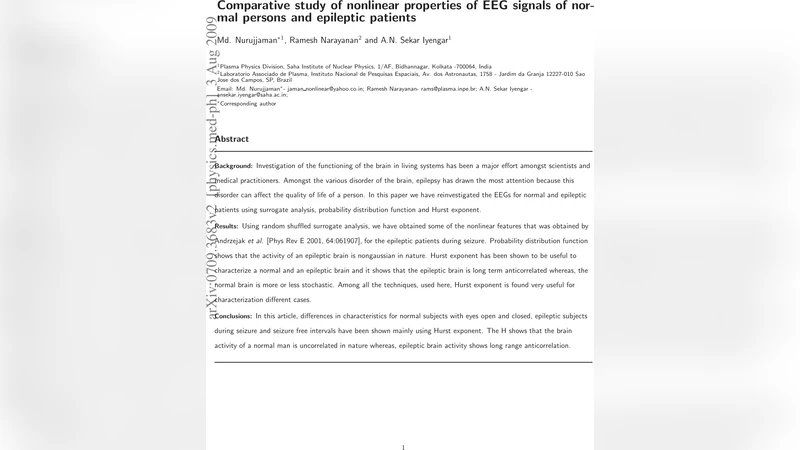 Comparative study of nonlinear properties of EEG signals of a normal   person and an epileptic patient