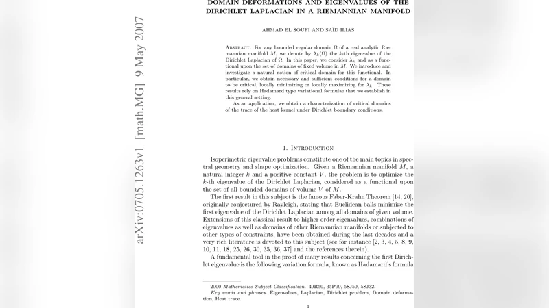 Domain deformations and eigenvalues of the Dirichlet Laplacian in a   Riemannian manifold