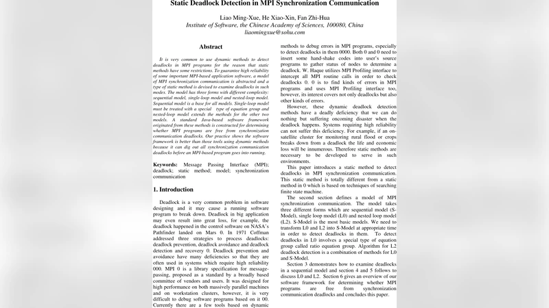 Static Deadlock Detection in MPI Synchronization Communication