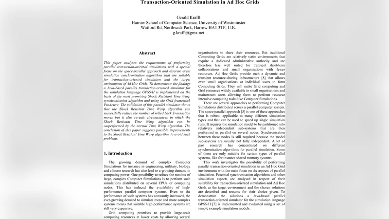 Research Paper on Transaction-Oriented Simulation In Ad Hoc Grids