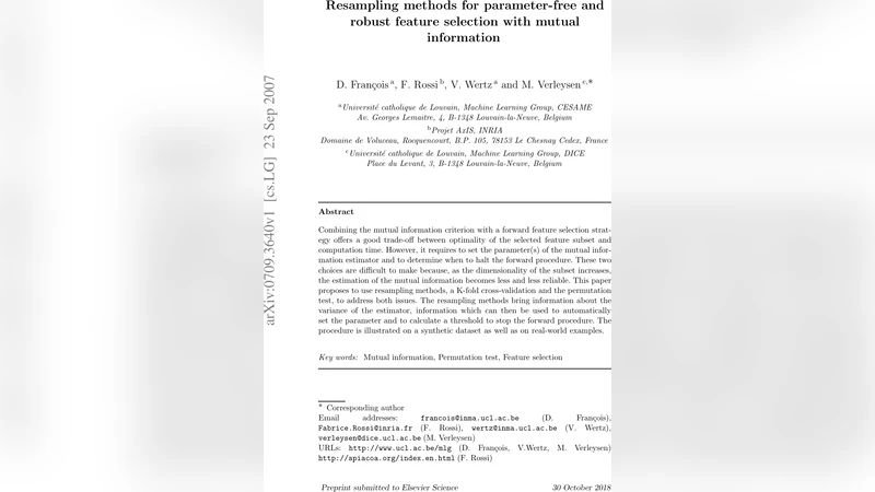 Resampling methods for parameter-free and robust feature selection with   mutual information