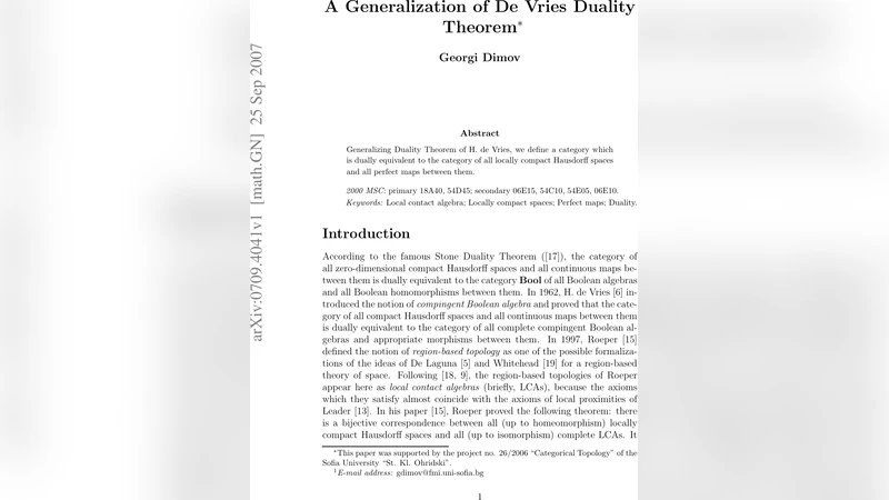 A Generalization of De Vries Duality Theorem