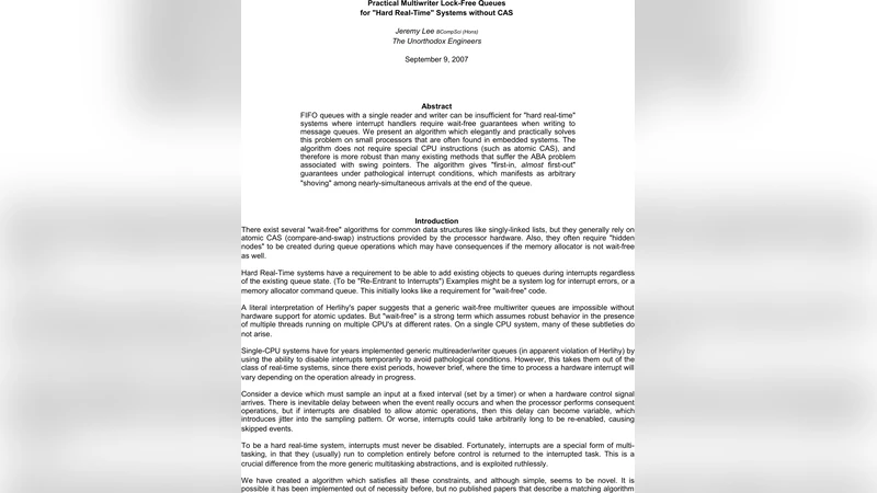 Practical Multiwriter Lock-Free Queues for "Hard Real-Time" Systems   without CAS